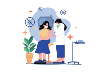 Vaccination Covid-19 Illustration concept on white background