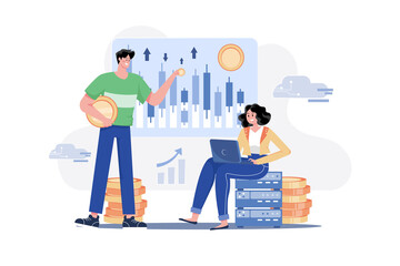 Blockchain Solution Illustration concept on white background