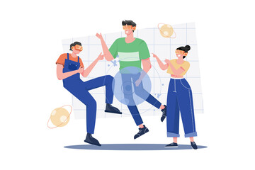 Virtual Community Illustration concept on white background