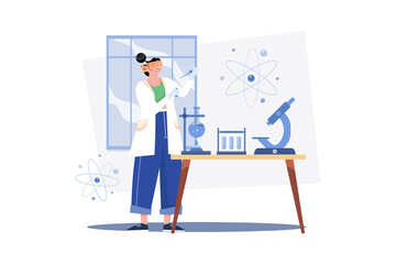 Scientist In The Metaverse Illustration concept on white background
