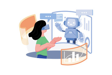 Woman Communicating With A Virtual Chatbot