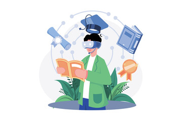 Virtual Learning Experience Illustration concept on white background