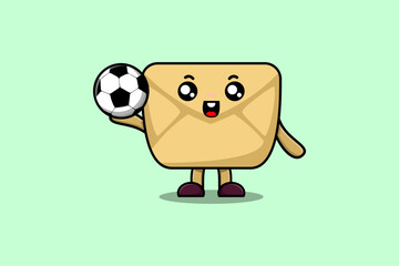 Cute cartoon Envelope character playing golf in concept flat cartoon style illustration