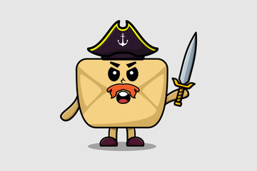 Cute cartoon character Envelope pirate 
llustration in modern style design