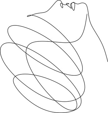 recommend clip art: Woman abstract face, one line drawing. Hand drawn outline illustration. Continuous line. Portret female. Vector illustration
