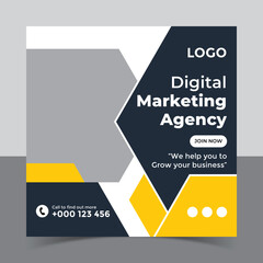 Digital marketing agency business promotion and Instagram post template, Social Media Post and Banner and web banner design template