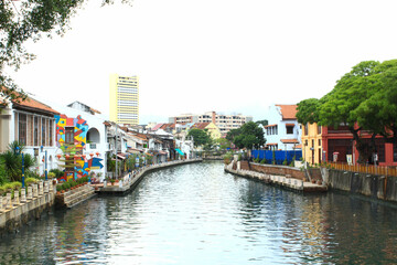 Fototapeta na wymiar Canal in Melaka, Malaysia