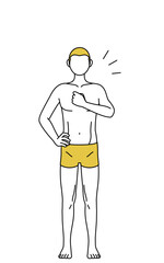 胸を叩く下着姿の男性、脱毛やメンズエステのイメージ