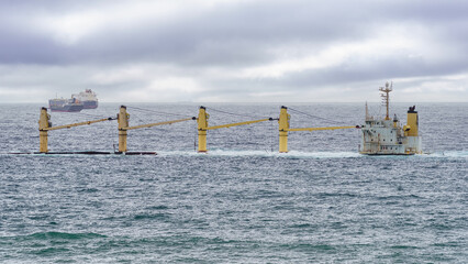 Ship sinking in the bay of Cadiz off the coast of Gibraltar.