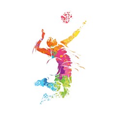 Obraz premium Basketball player in action with ball, colorful illustration 