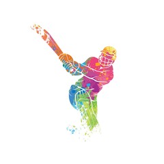 Cricket player in action with ball, colorful illustration 