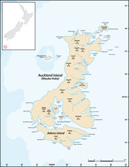 Vector Map of Subantarctic Auckland Islands, New Zealand
