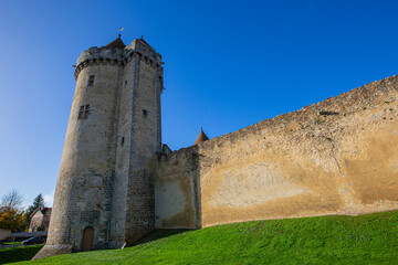 Fototapeta na wymiar exteriors of castle of Blandy les tours, france