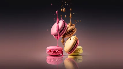 Foto op Canvas Colorful macarons cakes. Small French cakes. generative ai © overrust