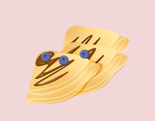 Crepe with blueberries and chocolate sauce