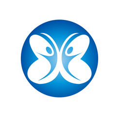 Obraz premium Butterfly People Logo Vector Icon