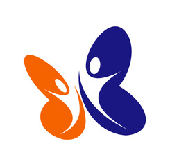 Butterfly People Logo Vector Icon