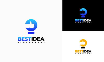 Best Idea logo designs concept vector, Idea Bulb with Thumb up logo symbol, Education symbol icon