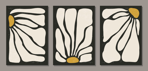 Set of Matisse style contemporary collage botanical minimalist wall art poster