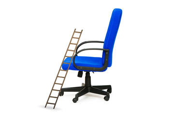 Office chair with ladder in career concept