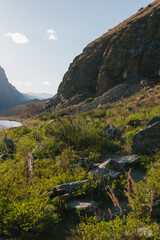 landscape with river and mountains