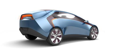 Future electric concept car. 3d rendering with soft falling shadows on a transparent background