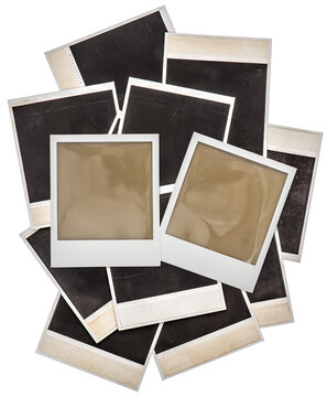 PNG instant photo frame isolated. Vintage polaroid image frame