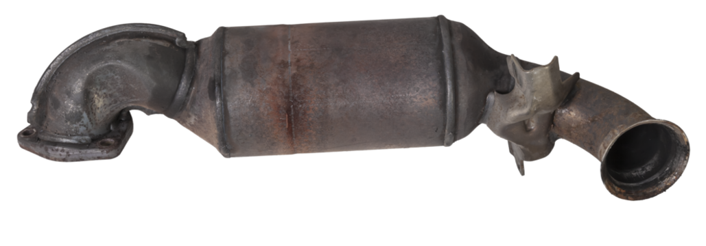 Automotive catalyst removed from a vehicle for repair with a ceramic coating inside as part of an exhaust system to remove harmful emissions in a car repair shop