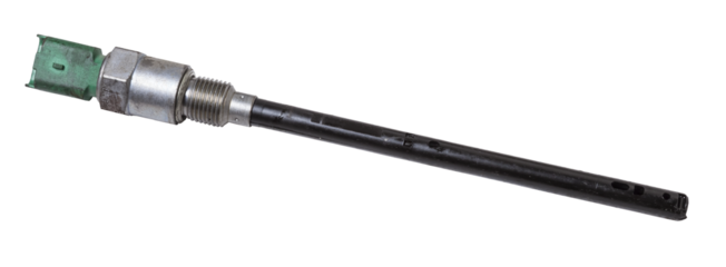Electronic oil level sensor in the engine on a white isolated background. Spare part catalog