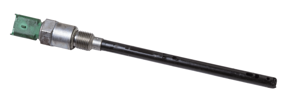 Electronic oil level sensor in the engine on a white isolated background. Spare part catalog