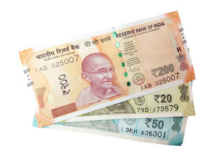 New Rupees 200, 50, 20 Indian Currency banknote photography 