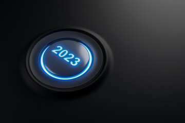 Creative  button,concept for the new year 2023. 3d illustration  