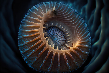 a tubeworm's gills' appearance a live animal captured underwater by Sabella Spallanzani. Generative AI