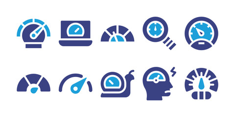 Speedometer icon set. Vector illustration. Containing speed, speedometer, measure, slow.