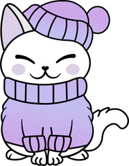 Cute Cozy Colorful Snow Winter Cat Kitty