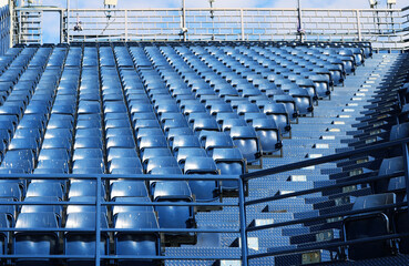 Blue stadium seats pattern.	
