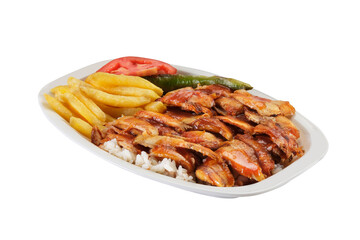 Turkish chicken doner with rice, Tavuk Döner