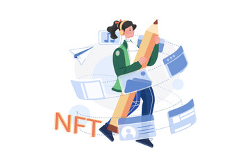 NFT Artist Illustration concept on white background