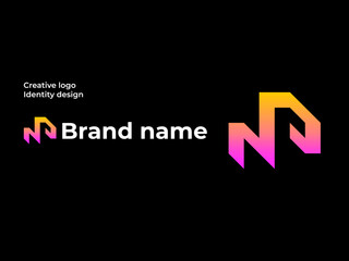 Geometric vector letter np logo mark with identity design