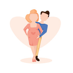 Illustration of a family pregnant couple.Illustration of a happy family.