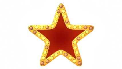 Red star frame gold border light retro advertising sign on white background. 3d rendering - Powered by Adobe