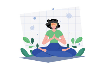 Woman Doing Meditation In The Metaverse