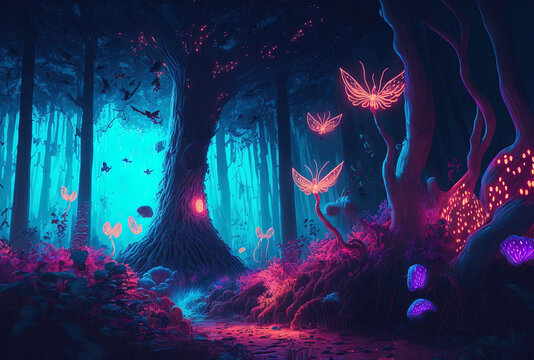Wallpaper ID 321867  Fantasy Forest Phone Wallpaper Magical Tree  Purple 1440x2960 free download