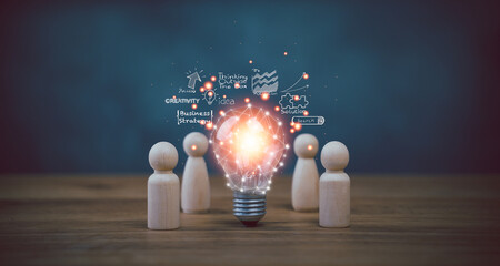 Concept Innovation, inspiration, creative solution idea for modern business intelligence...