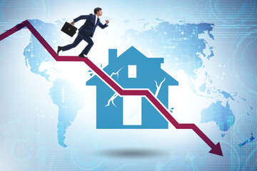 Concept of real estate price crush