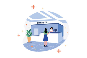 Hospital Reception Illustration concept on white background
