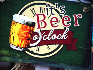 Wooden sign its beer o clock