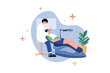 Dentist clinic Illustration concept on white background