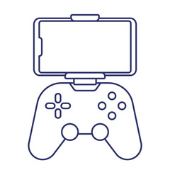 gamepad for smartphone line icon on white, game controller and phone