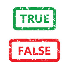True and false rubber stamp mark icon